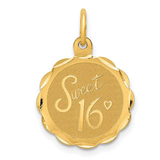 14k Yellow Gold SWEET 16 Disc Charm XAC748