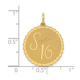 14k Yellow Gold SWEET 16 Disc Charm XAC751