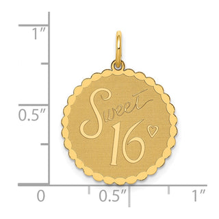 14k Yellow Gold SWEET 16 Disc Charm XAC751