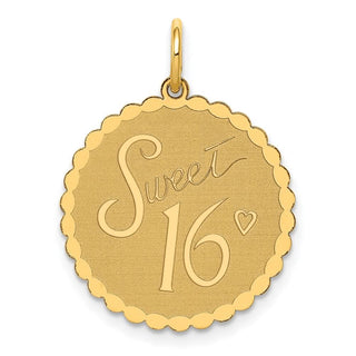 14k Yellow Gold SWEET 16 Disc Charm XAC751