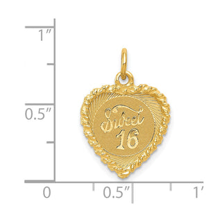 14k Yellow Gold Sweet Sixteen Heart Charm