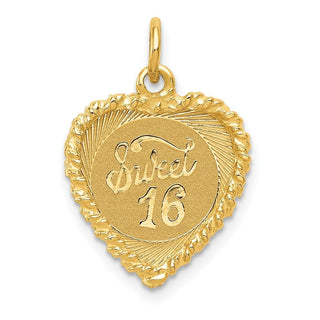14k Yellow Gold Sweet Sixteen Heart Charm