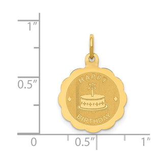14k Yellow Gold Polished Satin Engraveable HAPPY BIRTHDAY Charm