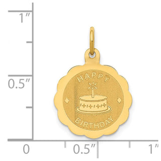 14k Yellow Gold Polished Satin Engraveable HAPPY BIRTHDAY Charm