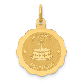 14k Yellow Gold Polished Satin Engraveable HAPPY BIRTHDAY Charm