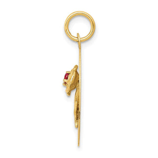 14k Yellow Gold Happy Birthday Disc Charm With CZ Flower