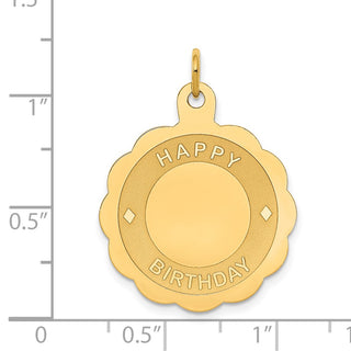 14k Yellow Gold Happy Birthday Disc Pendant