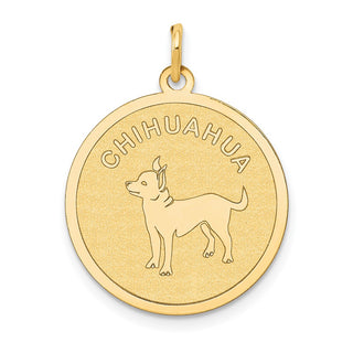 14k Yellow Gold Chihuahua Disc Charm