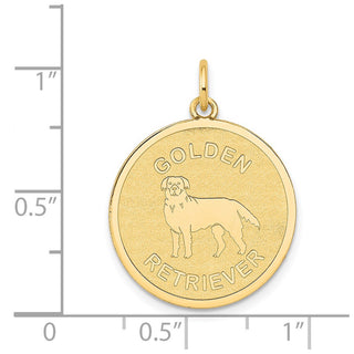 14k Yellow Golden Retriever Disc Charm