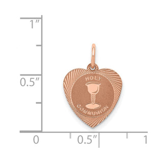 14K Rose Gold Holy Communion Heart Charm