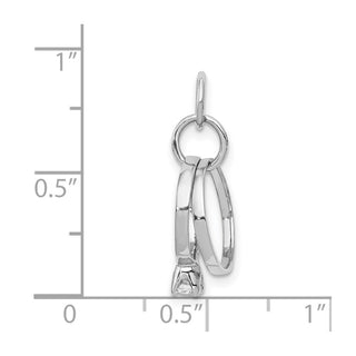 14k White Gold Polished 3D CZ Wedding Rings Charm