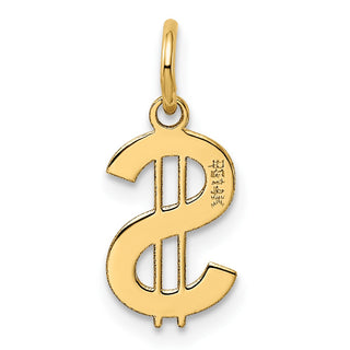 14k Yellow Gold Polished Dollar Sign Charm