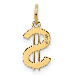 14k Yellow Gold Polished Dollar Sign Charm