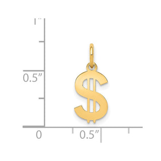 14k Yellow Gold Polished Dollar Sign Charm