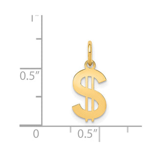 14k Yellow Gold Polished Dollar Sign Charm