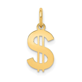 14k Yellow Gold Polished Dollar Sign Charm