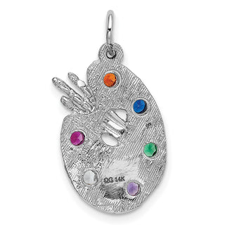 14k White Gold Artist Palette With CZ Charm