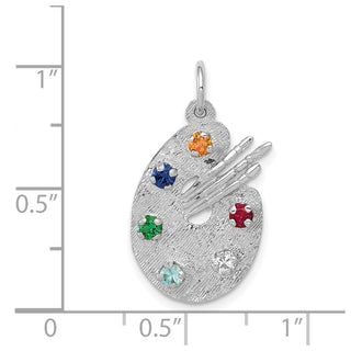 14k White Gold Artist Palette With CZ Charm