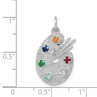 14k White Gold Artist Palette With CZ Charm