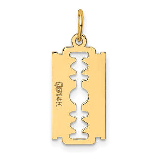 14k Yellow Gold Polished Razor Blade Charm