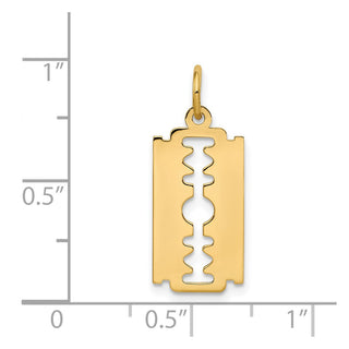 14k Yellow Gold Polished Razor Blade Charm