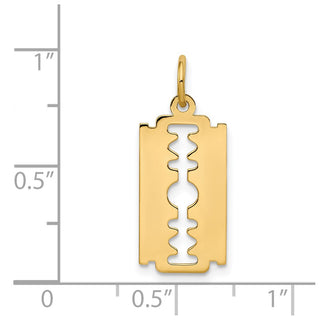 14k Yellow Gold Polished Razor Blade Charm