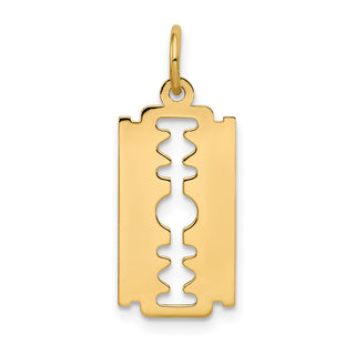 14k Yellow Gold Polished Razor Blade Charm