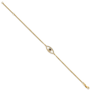 7"+1" 14k Yellow Gold A Diamond & Sapphire Evil Eye Bracelet