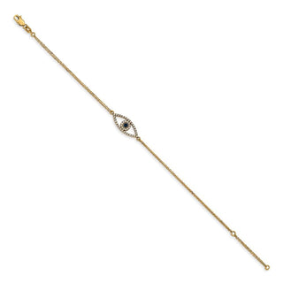 7"+1" 14k Yellow Gold VS Diamond & Sapphire Evil Eye Bracelet