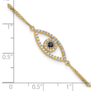 7"+1" 14k Yellow Gold A Diamond & Sapphire Evil Eye Bracelet