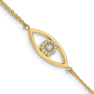 14k Yellow Gold VS Diamond Evil Eye w/ 1in Ext. Bracelet