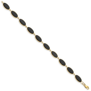 7.25" 14k Yellow Gold Black Onyx Bracelet