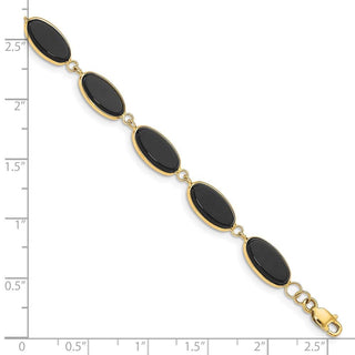 7.25" 14k Yellow Gold Black Onyx Bracelet