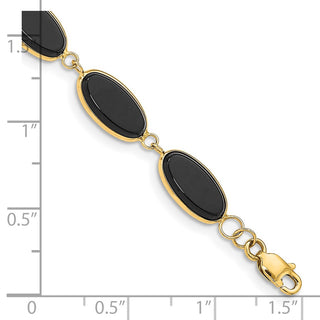 8.25" 14k Yellow Gold 8.25in Polished Genuine Fancy Black Onyx Bracelet