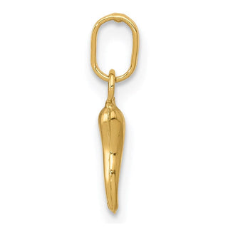 14k Yellow Gold 3D Italian Horn Charm XCH117