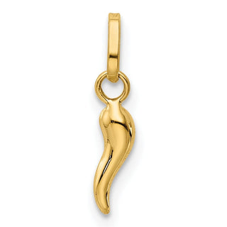 14k Yellow Gold 3D Italian Horn Charm XCH117