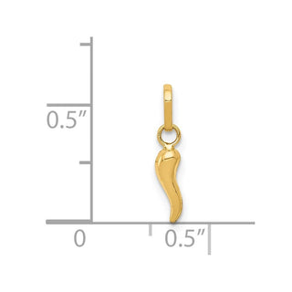 14k Yellow Gold 3D Italian Horn Charm XCH117