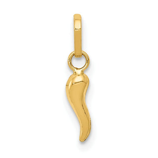 14k Yellow Gold 3D Italian Horn Charm XCH117