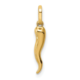 14k Yellow Gold 3D Italian Horn Charm XCH118