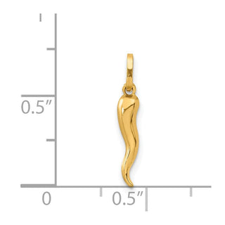 14k Yellow Gold 3D Italian Horn Charm XCH118