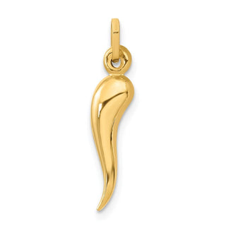 14k Yellow Gold 3D Italian Horn Charm XCH120