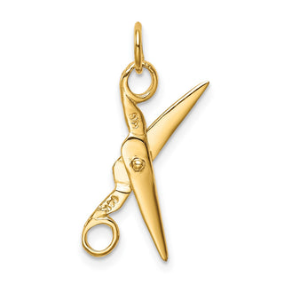 14k Yellow Gold 3D Moveable Scissors Charm