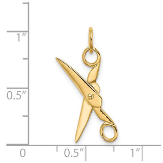 14k Yellow Gold 3D Moveable Scissors Charm