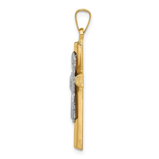 14k Yellow and White Gold Angel and Cross Pendant