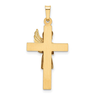 14k Yellow and White Gold Angel and Cross Pendant
