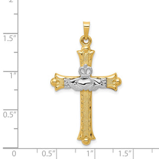 14k Yellow and White Gold Claddagh Cross Pendant XCH273