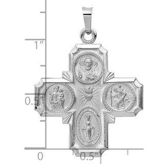 14k White Gold Four Way Medal Pendant XCH319
