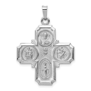 14k White Gold Four Way Medal Pendant XCH319