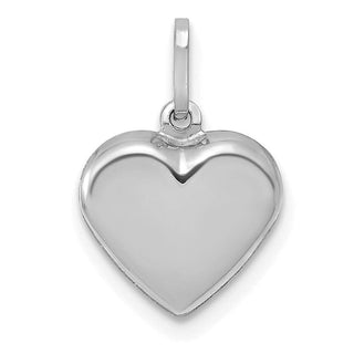 14K White Gold Polished 3-D Heart Charm