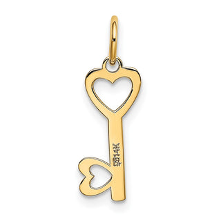 14k Yellow Gold Polished Hearts Key Charm